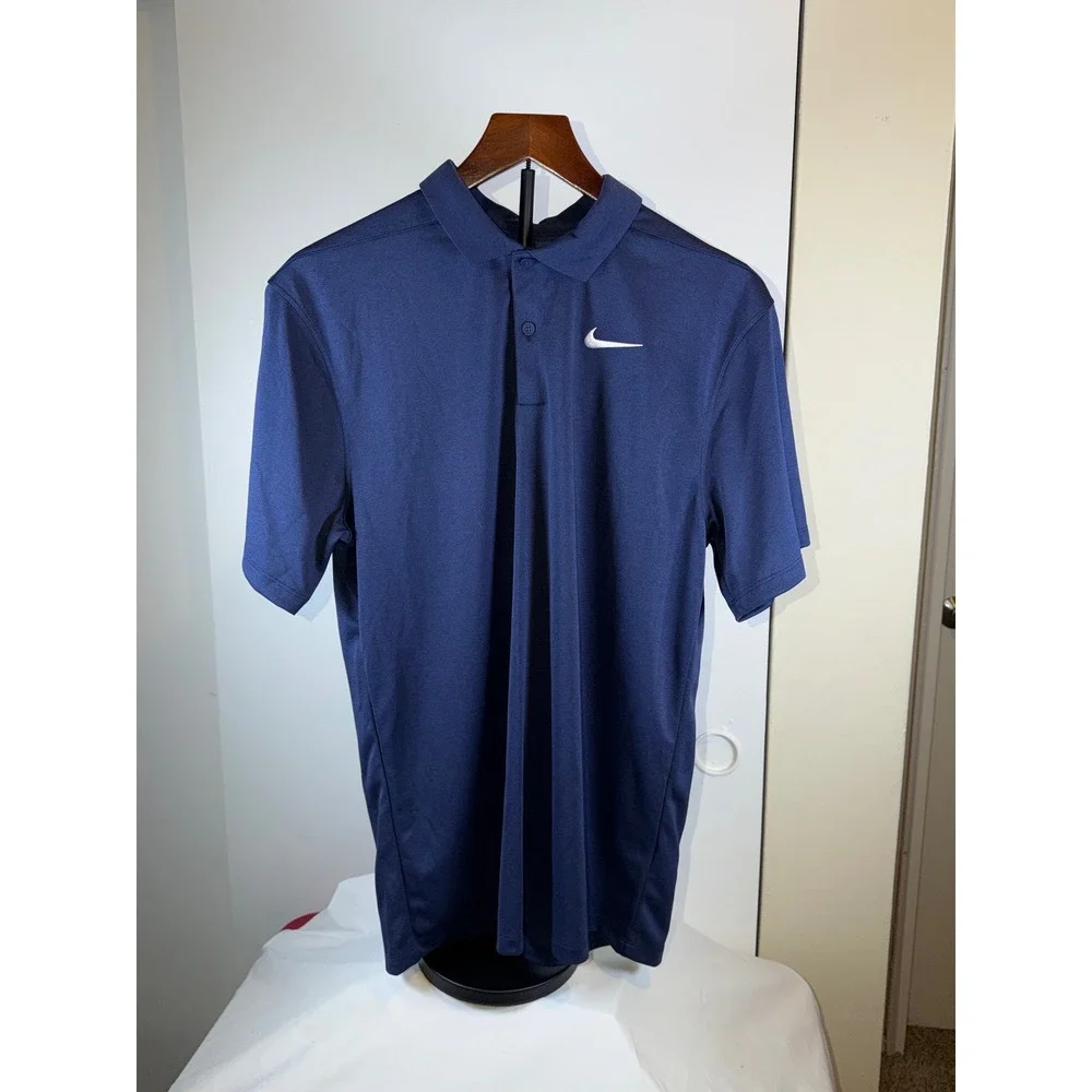 Nike Golf Polo Shirt Mens Size M Navy Blue Dri-FIT Short Sleeve